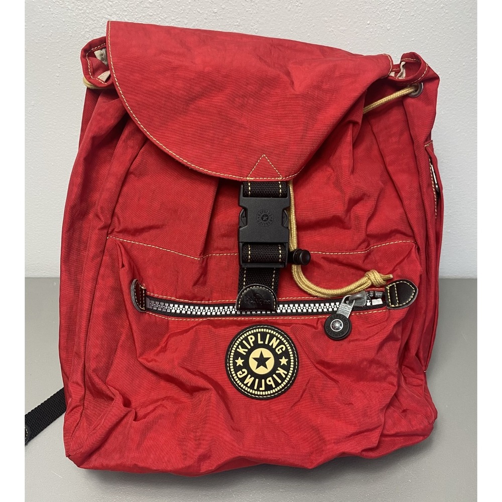Kipling Backpack Adjustable Straps Pockets Vintage 90s Red